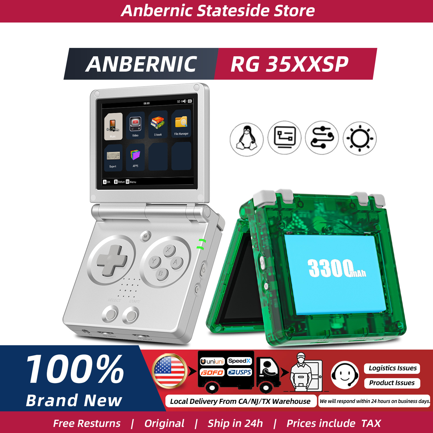 Retro Game Console Hdmi Tv Output - ANBERNIC RG35XXSP, 3,5 inç IPS ekranlı,