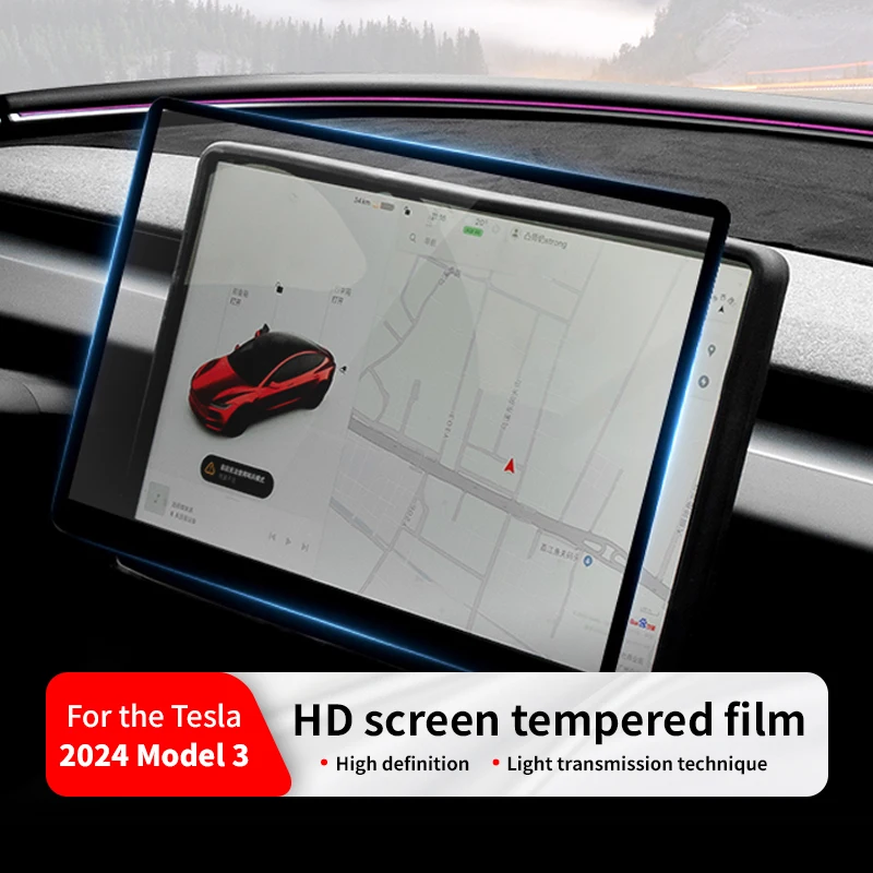 Screen Protector Tempered Glass Console - Tesla 2024 Model 3 Highland için