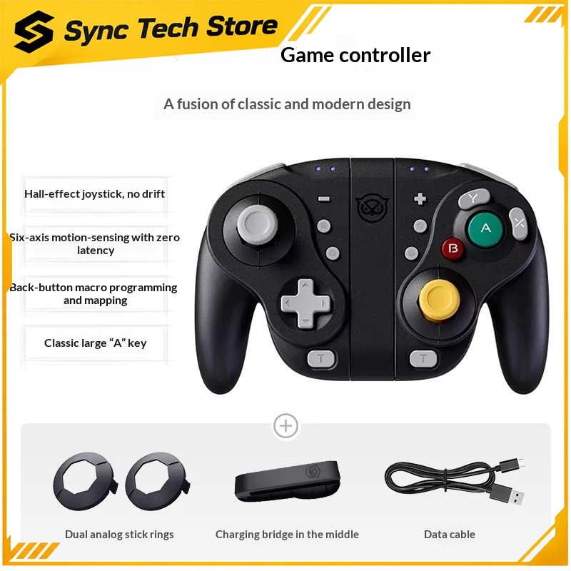Wireless Retro Controller Bluetooth Gamepad - Retro GameCube Tarzı, Bölünmüş JoyCon Tasarımlı,